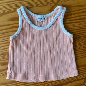 We Are Kids bright peach with white trim tank. 12/18 months